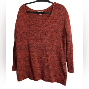 H&M Large Oversized V Neck Sweater in Black and Burnt Orange. Size Large. Baggy.